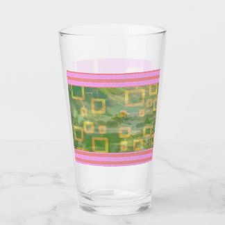 Pink Green Geometric Glass Cup