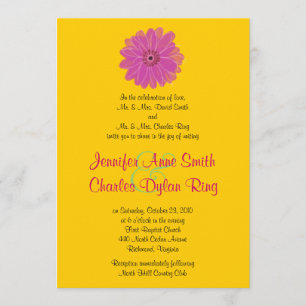 Pink & Green Gerber Daisy Wedding Invitation