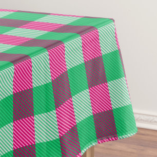 Pink Green Gingham Check Design  Tablecloth