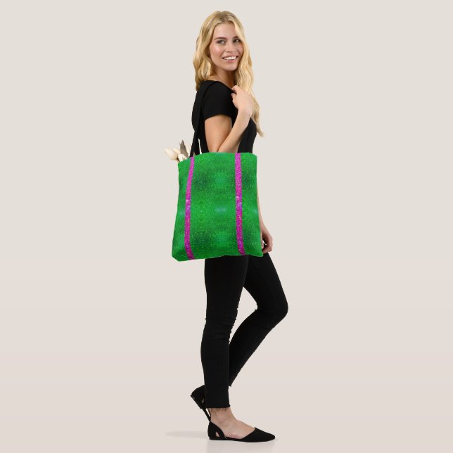 pink green glitter Glitz Tote Sorority! (On Model)