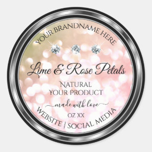 Pink Green Glitter Product Labels Diamonds Silver