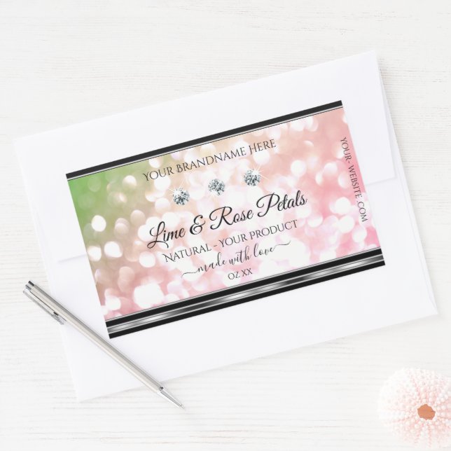 Pink Green Glitter Product Labels Diamonds Silver (Envelope)
