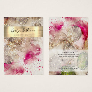 Pink green glitter watercolor jewellery display ca