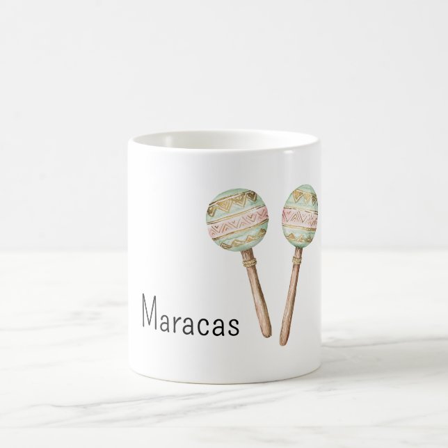 Pink Green Gold Mexican Maracas  Coffee Mug (Center)