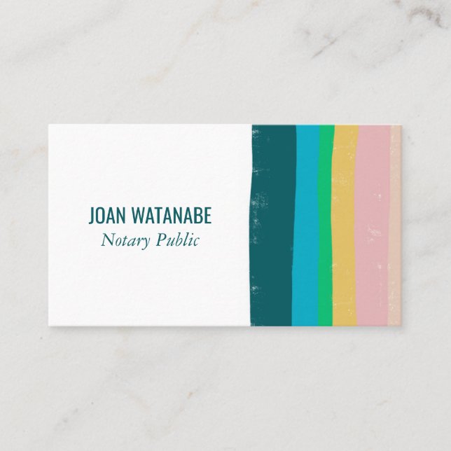 Pink Green Gold Minimalist Stripes Handmade Business Card (Front)