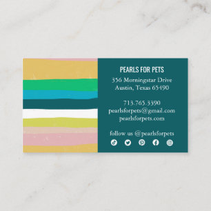 Pink Green Gold Minimalist Stripes Handmade Icons Discount Card