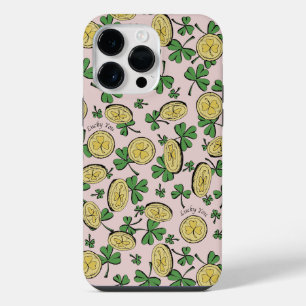 Pink Green & Gold St Patrick's Lucky You Shamrock iPhone 14 Pro Max Case