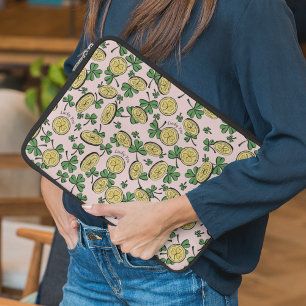 Pink, Green & Gold St Patrick's Lucky You Shamrock Laptop Sleeve