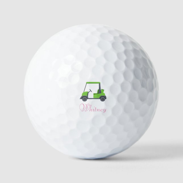  Pink Green Golf Cart Personalised  funny Balls (Front)