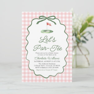 Pink Green Golf Let's Par-Tee Bridal Shower Invitation