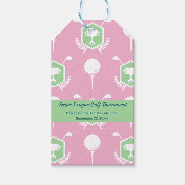 Pink & Green - Golf Party Gift Tags (Front)