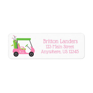 Pink & Green Golf Return Address Labels