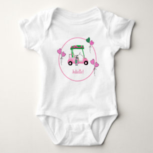 Pink & Green Golf Theme Personalised Party  Baby Bodysuit