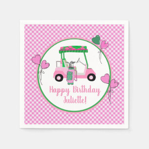 Pink & Green Golf Theme Personalised Party  Napkin