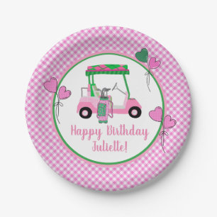Pink & Green Golf Theme Personalized Party  Paper Plate