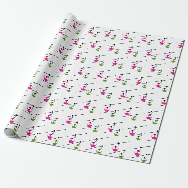 Pink & green gondolas  wrapping paper (Unrolled)