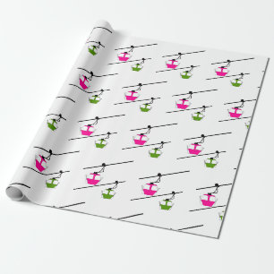 Pink & green gondolas wrapping paper