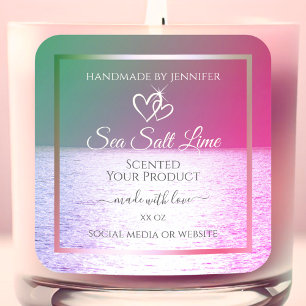 Pink Green Gradient Ocean Product Packaging Labels