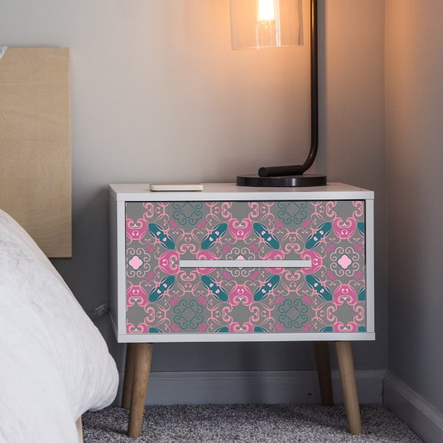 Pink Green Grey Ornate Swirly Pattern Decoupage Tissue Paper (Creator Uploaded)