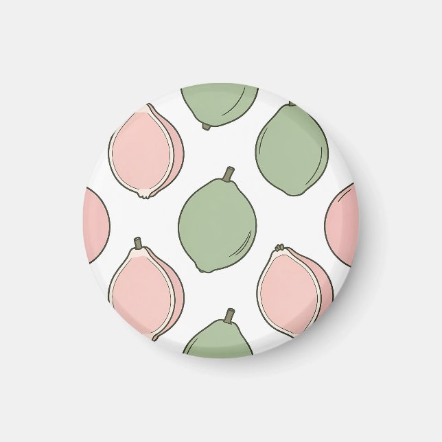 Pink Green Guava Pattern Magnet (Front)