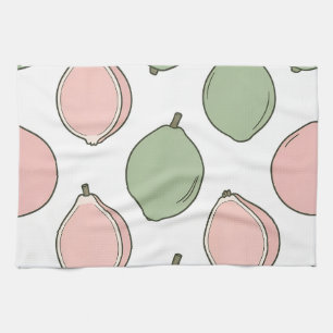 Pink Green Guava Pattern Tea Towel