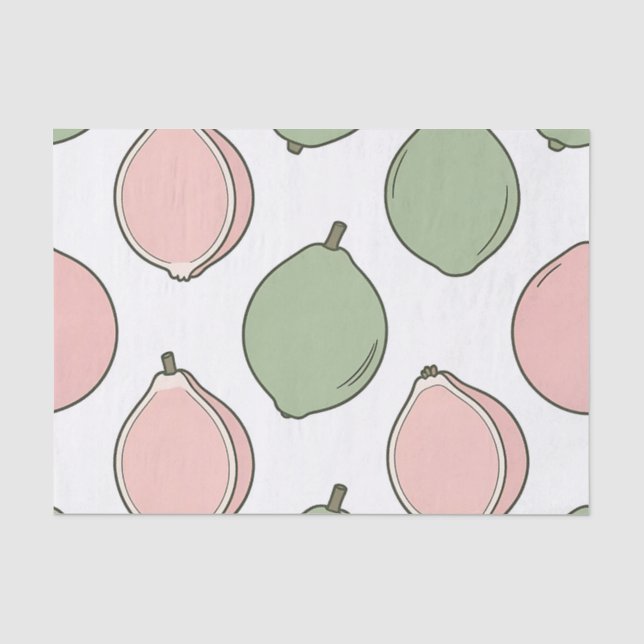 Pink Green Guava Pattern Tissue Paper (Front)