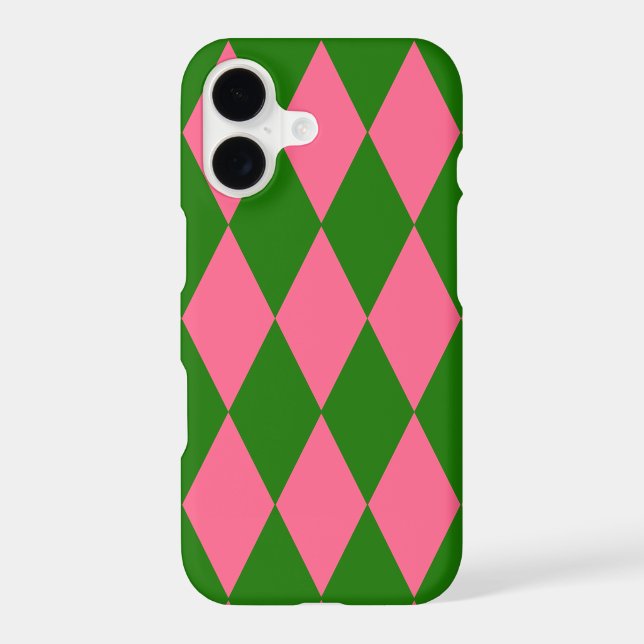Pink Green Harlequin Checkered Design  (Back)