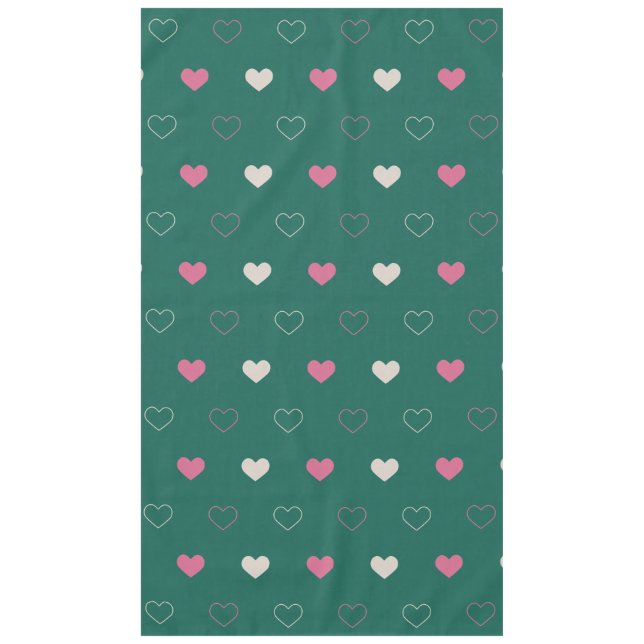 Pink & Green Heart Seamless Pattern Cute Minimal Tablecloth (Front)