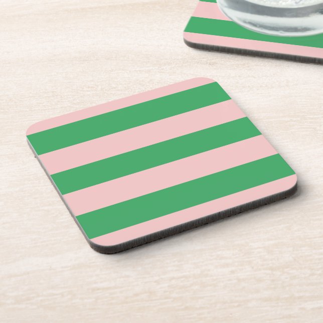 Pink & Green Horizontal Stripe | Any Size | Custom Coaster (Left Side)