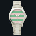Pink & Green Horizontal Stripe | Any Size | Custom Watch<br><div class="desc">We hope you love this adorable customisable design. It is handmade, and features a cute Pink & Green Horizontal Striped pattern. It comes in lots of other unique colour combinations, and can be customised using the “Customise It” button; to add text, make any changes of your choice, or use the...</div>