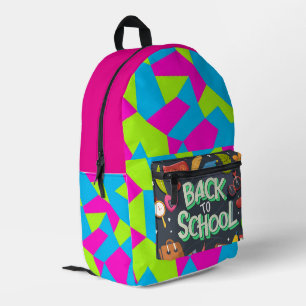 Pink Green Indigo Colour back to school Printed Backpack