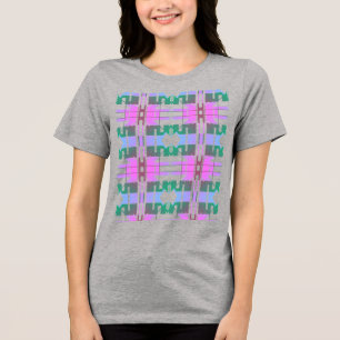 Pink Green Lavender Tribal Art Small Tiles Design Tri-Blend Shirt