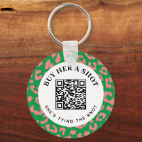 Pink Green Leopard Bachelorette Party QR Payment