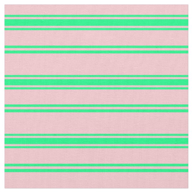 Pink & Green Lined Pattern Fabric (Close Up)
