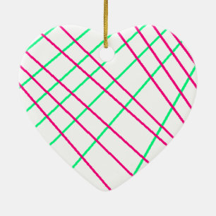 Pink Green Lines, Kids Art, Geometry Painting Ceramic Ornament