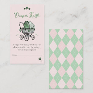 Pink Green Lucky Little Shamrock Diaper Raffle Enclosure Card