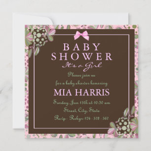 Pink & Green Lush Floral Baby Shower Invite