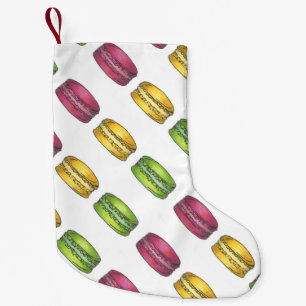 Pink Green Macaron Cookie French Pastry Bakery Small Christmas Stocking