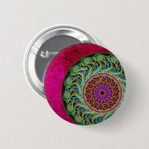 Pink & Green Mandala Pin Button