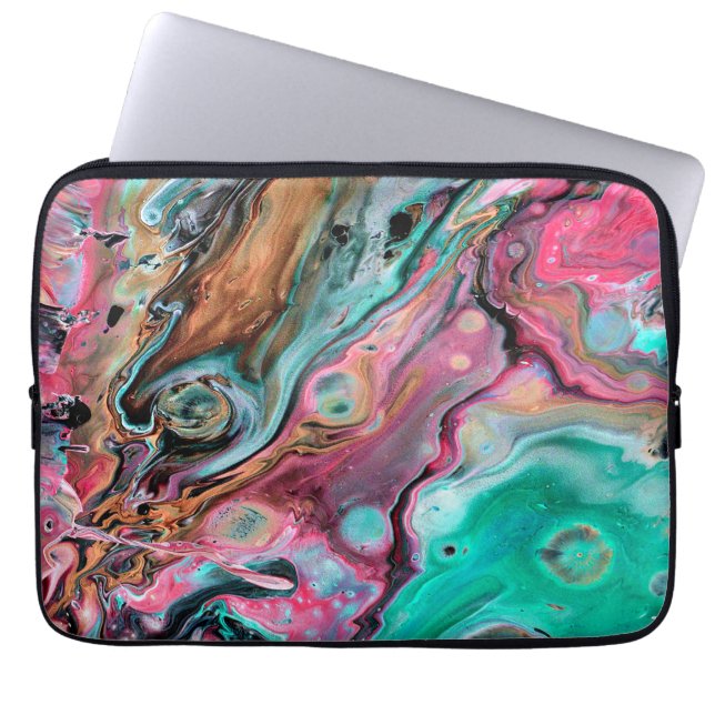 Pink & Green marble  Laptop Sleeve (Front)