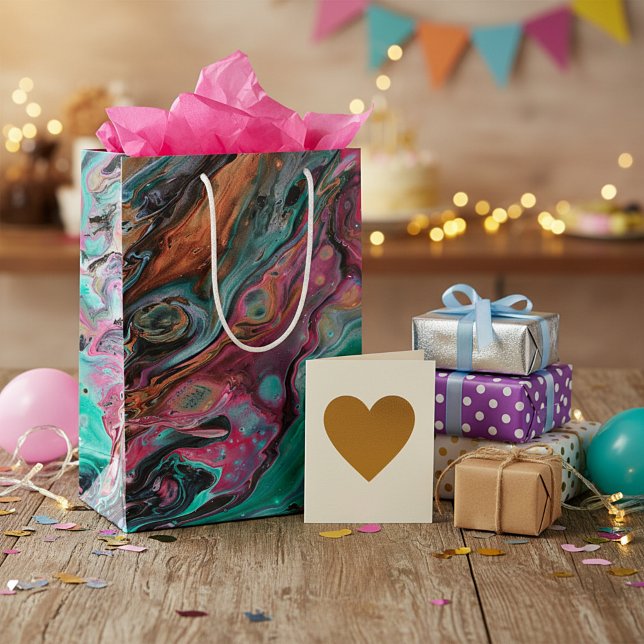 Pink & Green marble  Medium Gift Bag (Creator Uploaded)