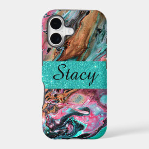 Pink & Green marble personalised Case-Mate iPhone