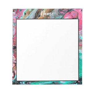 Pink & Green marble personalised Notepad