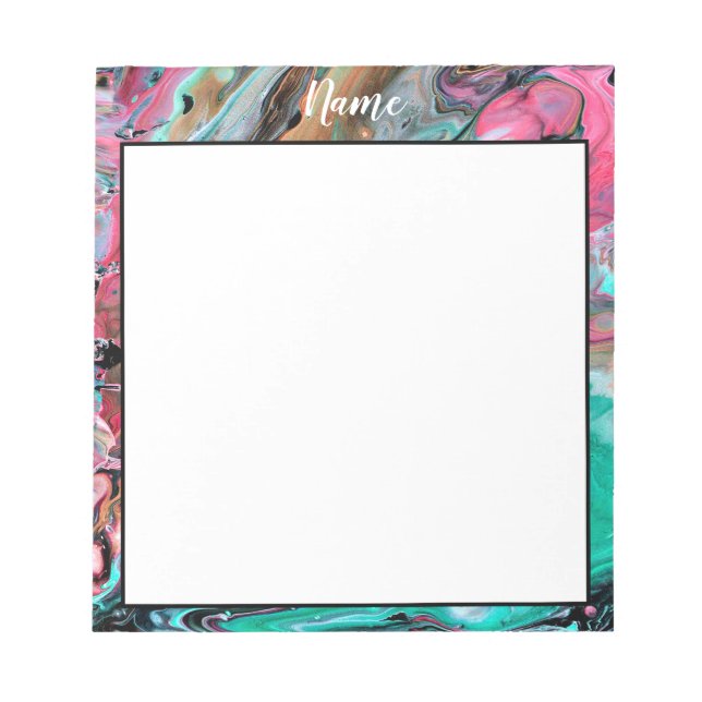 Pink & Green marble personalised Notepad (Front)