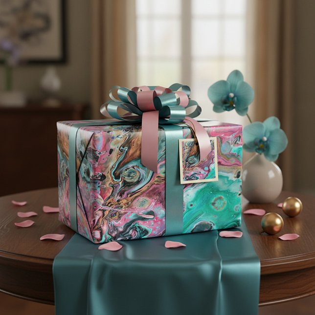 Pink & Green marble  Wrapping Paper (Creator Uploaded)