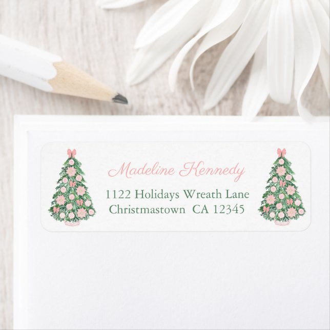 Pink Green Maximalist Christmas Return Address Label (Insitu)