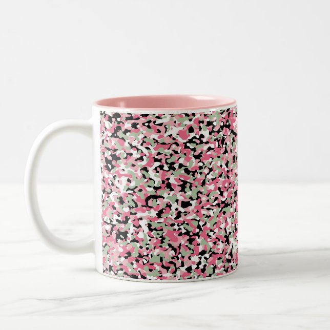 Pink & Green Micro Camo Pattern Mug (Left)