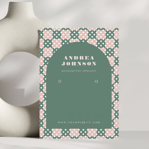 Pink Green Mid Century Modern Arch Earring Display Business Card