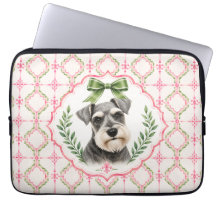 Pink & Green Miniature Schnauzer Laptop Case