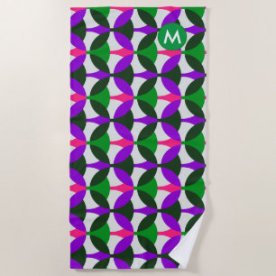 Pink Green Mod Pattern Beach Towel 